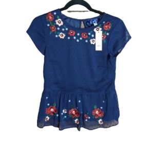 BNW Blue Rain Navy Embroidered Floral Sz XS